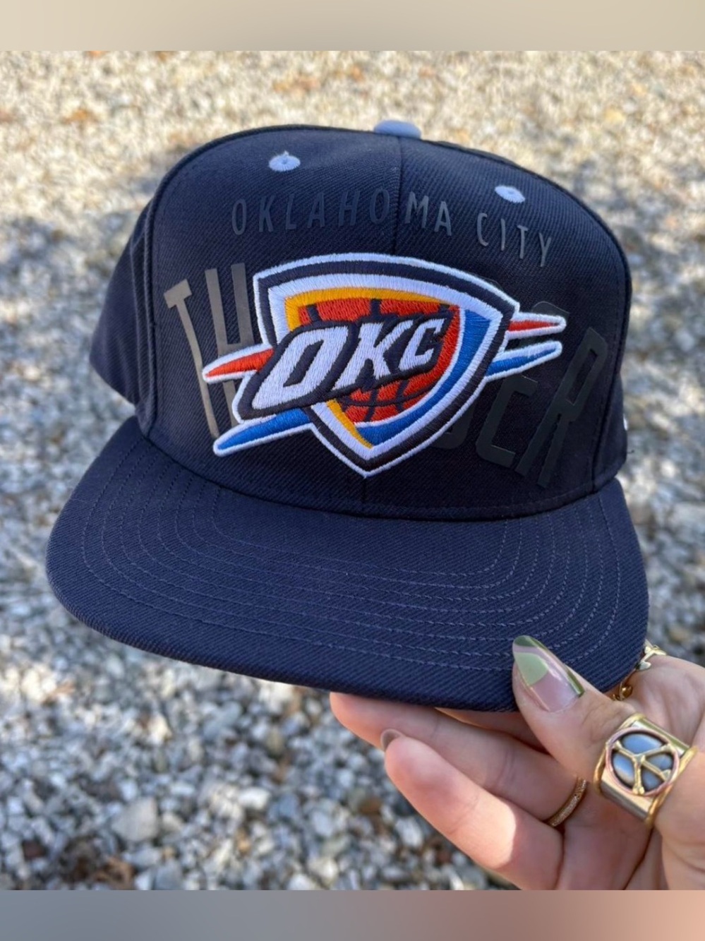 Oklahoma City Thunder OKC Men’s Snapback Hat Navy with Multicolor Logo
